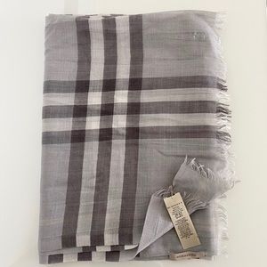 Burberry Lightweight Check Wool Silk Scarf